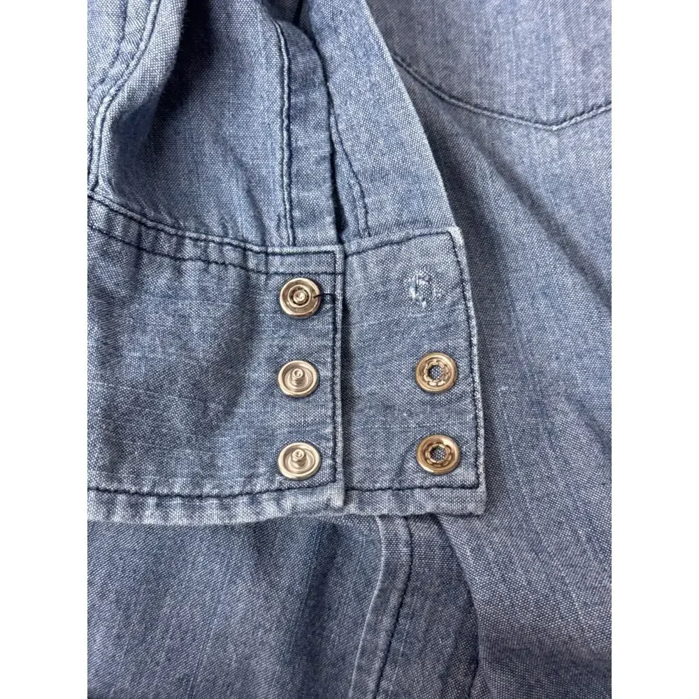 Vintage Levis Pearl Snap Western Shirt Large Mens Blue Chambray Denim